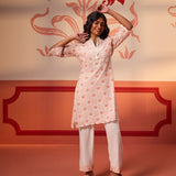 Saira Peach Embroidered Rayon Kurta Set For Women