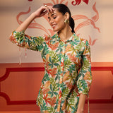 Phulwari Green Printed Cotton Shirt for Women