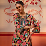 Fleur Black Printed Kurta Set for Women