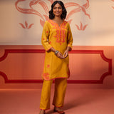 Jannat Sunshine Embroidered Cotton Linen Designer Kurta Set