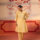 Rysa Mango Printed Cotton Linen Set with Dupatta