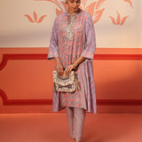 Zahra Silver Grey Printed Kurta Set for Women