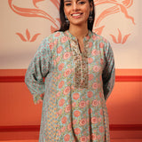 Zahra Blue Printed Kurta Set for Women