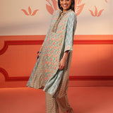 Zahra Blue Printed Kurta Set for Women