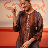 Laiba Cocoa Printed Kurta for Women