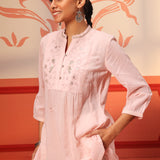 Naisha Salmon Pink Embroidered Top for Women