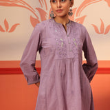 Naisha Lilac Embroidered Top for Women