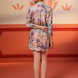 Rabya Lilac Printed Silk Shirt for Women