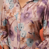 Rabya Lilac Printed Silk Shirt for Women