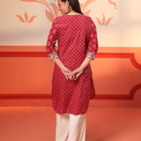 Kyra Cherry Red Printed Cotton Designer Kurta for Women