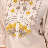 Aleena Ivory Embroidered Chanderi Top for Women