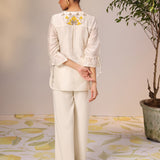 Aleena Ivory Embroidered Chanderi Top for Women