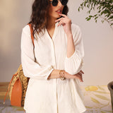 Ameera Ivory Embroidered Georgette Shirt From Lakshita