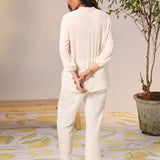 Back View of Ameera Ivory Embroidered Georgette Shirt