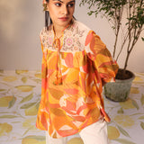 Naina Multicolour Yellow Printed Top for Women