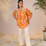 Naina Multicolour Yellow Printed Top for Women