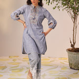 Nighat Blue Denim Embroidered Kurti for Women