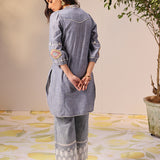 Nighat Blue Denim Embroidered Kurti for Women