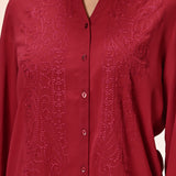 Everyday Essentials Ameera Red Embroidered Georgette Shirt