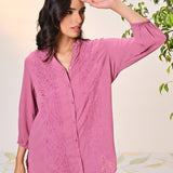 Ameera Watermelon Pink Embroidered Georgette Shirt From Lakshita