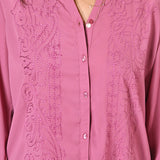 Printed Ameera Watermelon Pink Embroidered Georgette Shirt