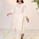 Amara Ivory Embroidered Cotton Kurta Set for Women