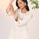 Amara Ivory Embroidered Cotton Kurta Set for Women