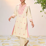 Gulaab Butter Embroidered Cotton Linen Kurta Set for Women