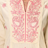 Gulaab Butter Embroidered Cotton Linen Kurta Set for Women