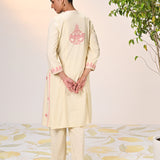 Gulaab Butter Embroidered Cotton Linen Kurta Set for Women