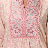 Yumna Pink Embroidered Schiffli Kurti for Women