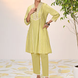 Mehnaz Green Embroidered Cotton Linen Kurta Set for Women