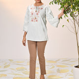 Elnaz Powder Blue Embroidered Top for Women