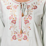 Elnaz Powder Blue Embroidered Top for Women