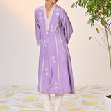 Zainab Mauve Embroidered Cotton Linen Indo-western Dress for Women