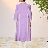 Zainab Mauve Embroidered Cotton Linen Indo-western Dress for Women