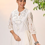 Inaara Ivory Embroidered Raschel Net Dress for
Women