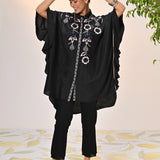 Alizeh Black Embroidered Kaftan For Women