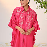 Alizeh Fuchsia Pink Embroidered Kaftan For Women