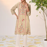 Nida Green Embroidered Crinkled Viscose Georgette Embroidered Kurta Set for Women