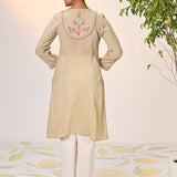 Nida Green Embroidered Crinkled Viscose Georgette Embroidered Kurta Set for Women