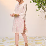 Daanya Fuschia Pink Embroidered Crinkled Georgette Designer Kurta for Women