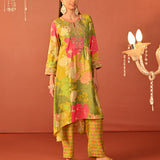 Tarana Lime Green Printed Chanderi Kurta Set for Women