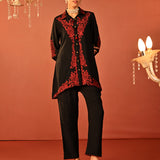 Alishay Black Embroidered Rayon Co-ord Set for Women