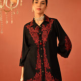 Alishay Black Embroidered Rayon Co-ord Set for Women