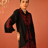 Alishay Black Embroidered Rayon Co-ord Set for Women