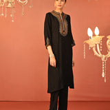 Raima Black Embroidered Rayon Kurta Set for Women