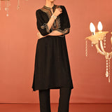 Raima Black Embroidered Rayon Kurta Set for Women