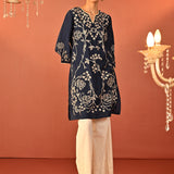 Waliya Navy Blue Embroidered Party-wear Kurti for Women