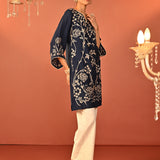 Waliya Navy Blue Embroidered Party-wear Kurti for Women